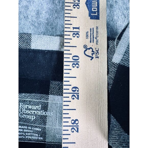 Forward Observations Group Mens XL Flannel Shirt Plaid Black & White Button Down - Picture 5 of 9